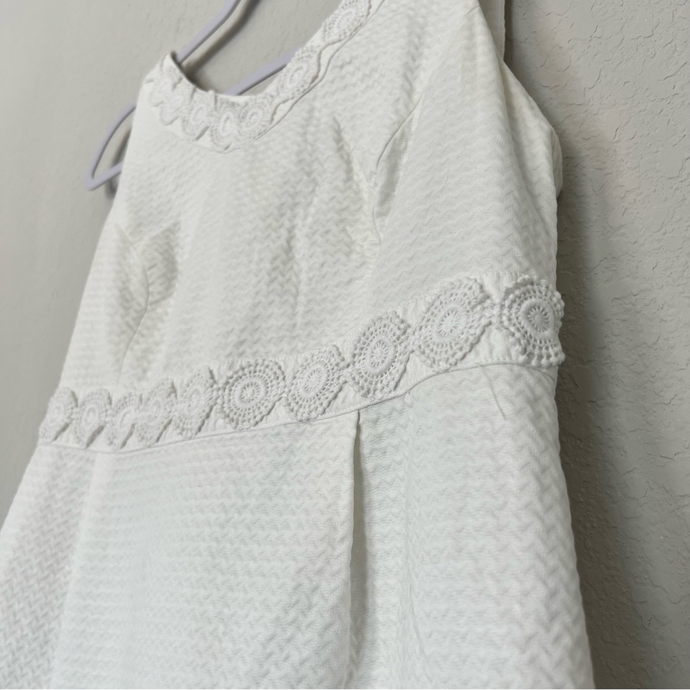 Lilly Pulitzer Del Mar White Embroidered Applique Textured Aline Dress| Size 4
